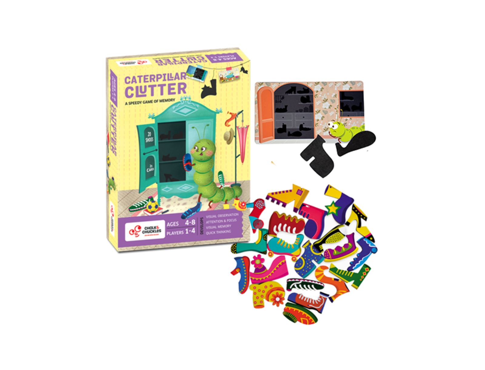 Chalk & Chuckles Caterpillar Clutter Memory Board Game, Ages 4+ настольная игра