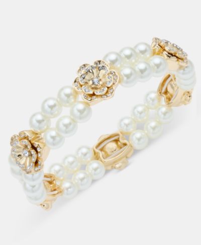 Браслет Charter Club Imitation Pearl Flower Stretch