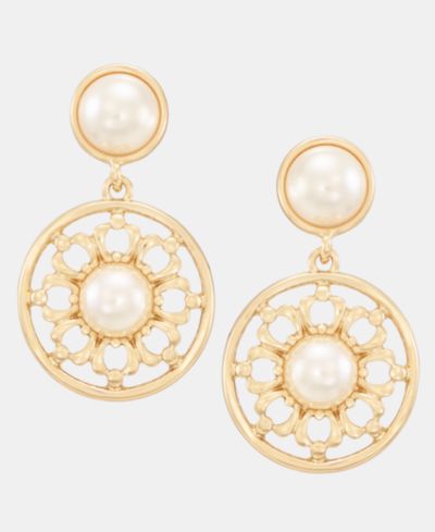 Charter Club Imitation Pearl Drop Earrings, Macy's Exclusive