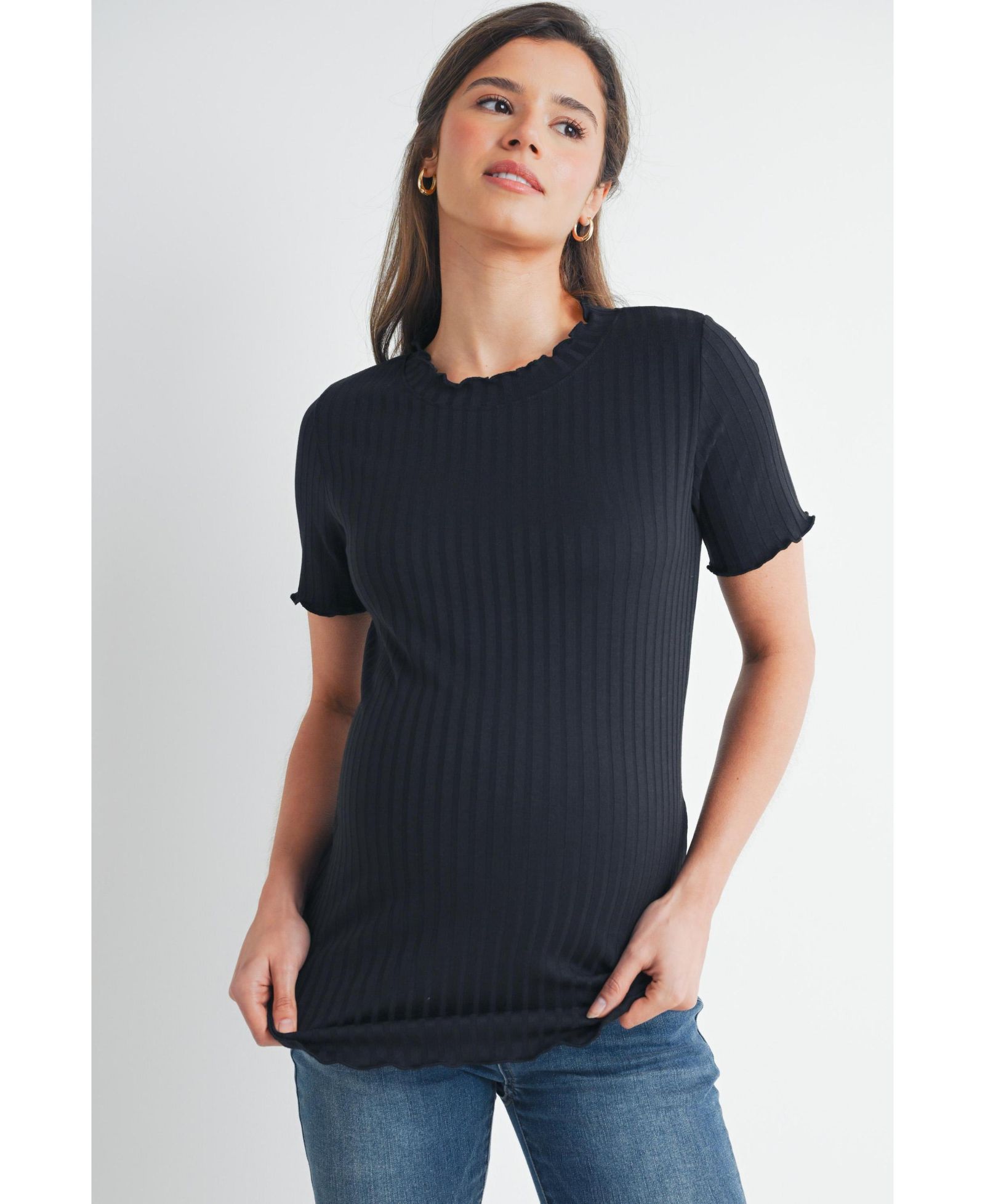 Женский топ Hello Miz Maternity Ribbed Crew Neck Short Sleeve