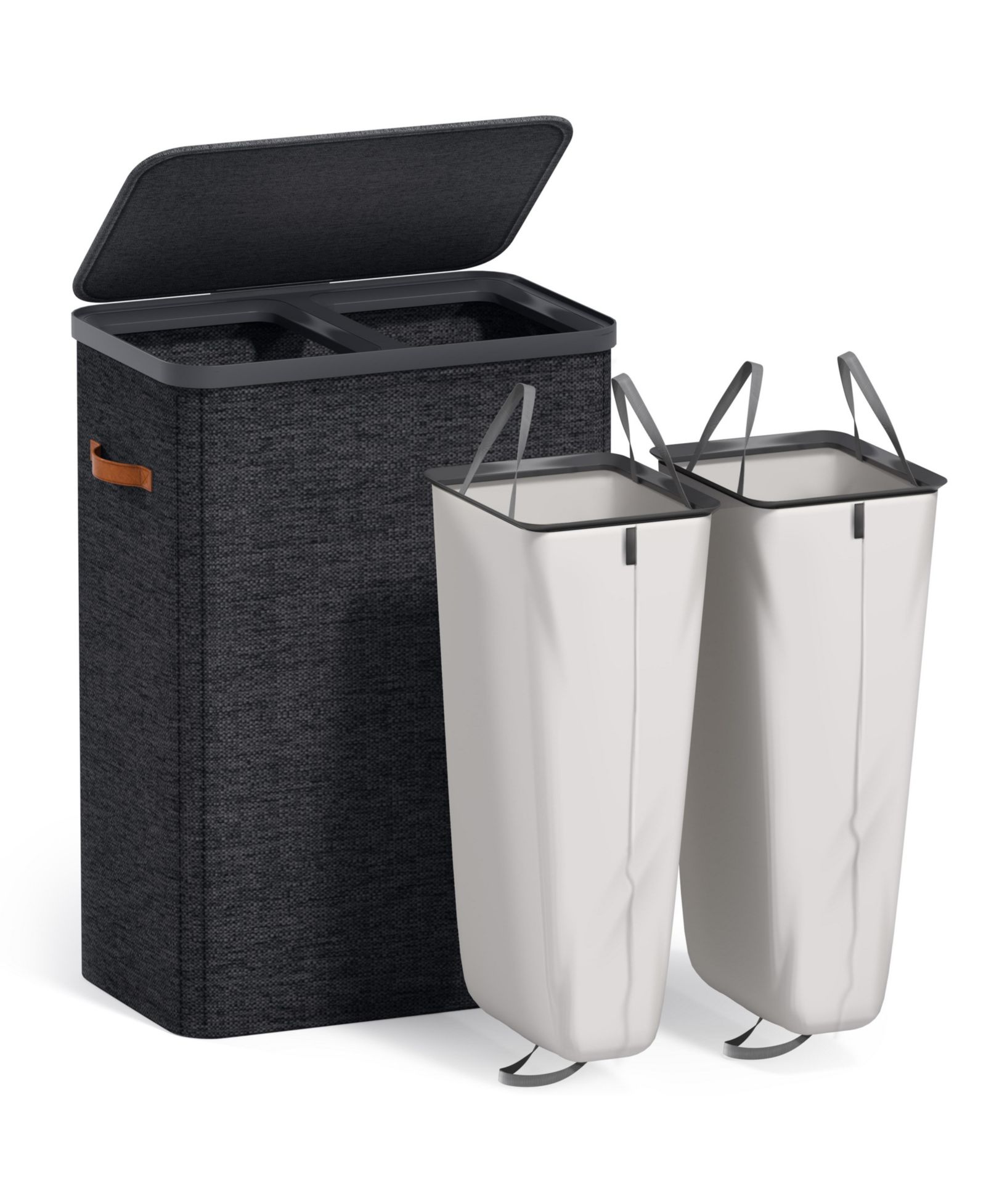 Sorbus 2-Compartment Laundry Basket with Removable Laundry Bag - Durable Organizer for Bathroom, Bedroom, or Laundry Room - Space Saving Design
