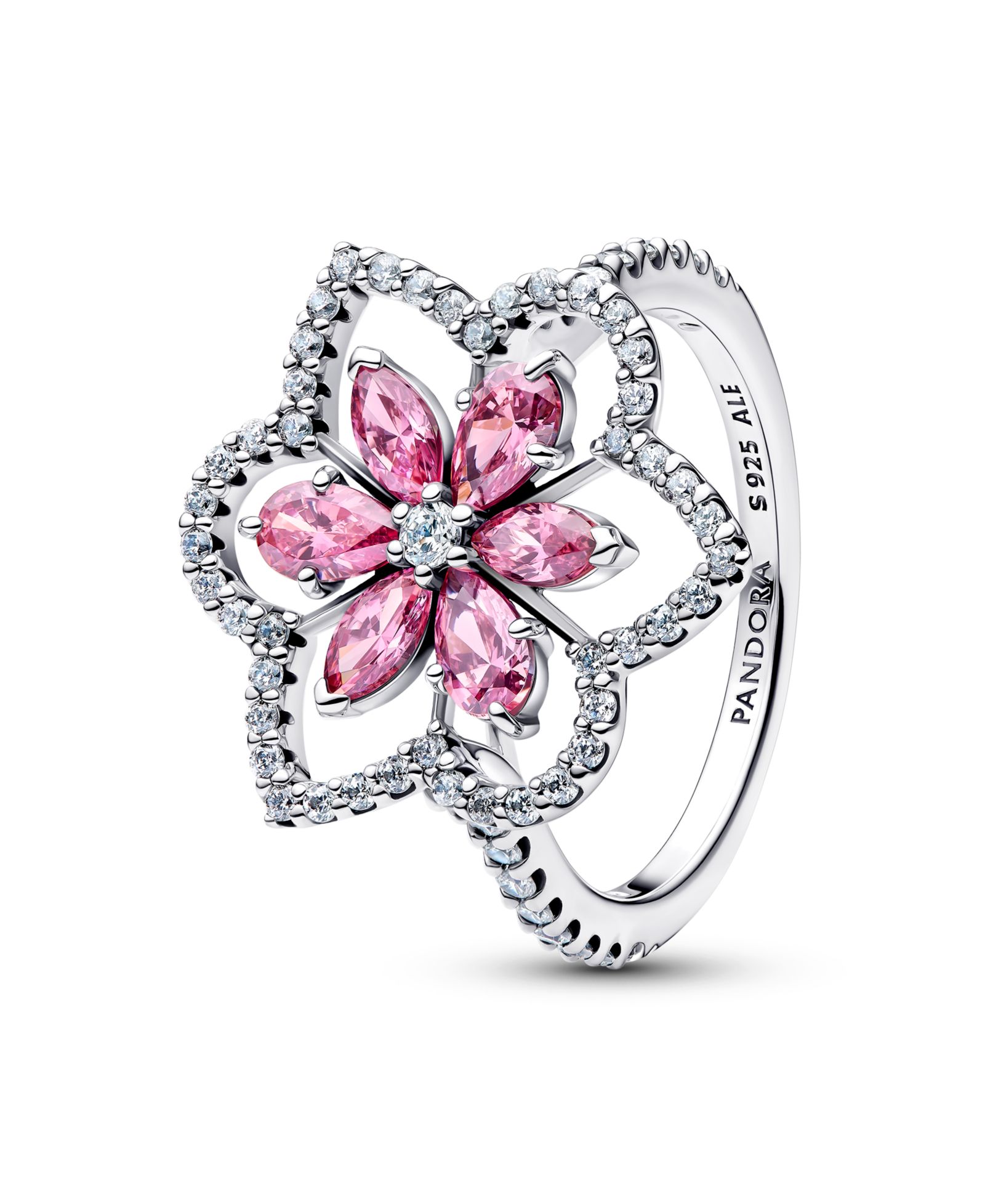 Pandora коктейльное кольцо Double Flower