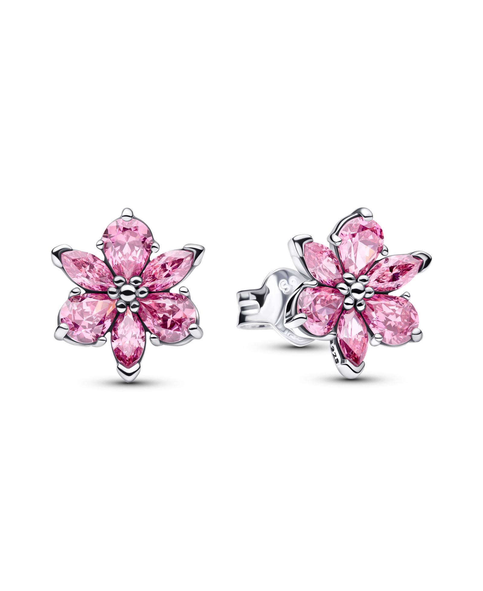 Pandora Herbarium Sparkling Pink Flower Stud Earrings