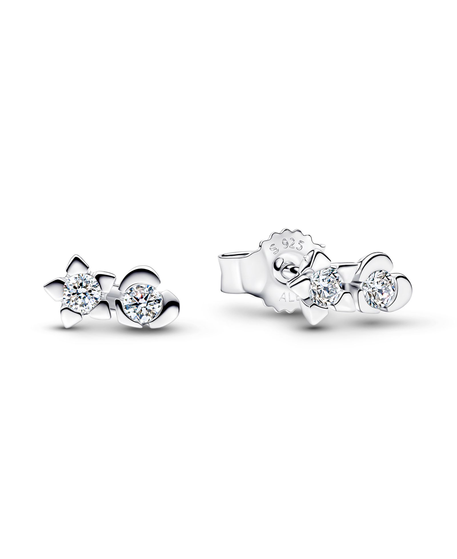 Pandora Talisman Sterling Silver Lab-Grown Diamond Heart Star Stud Earrings