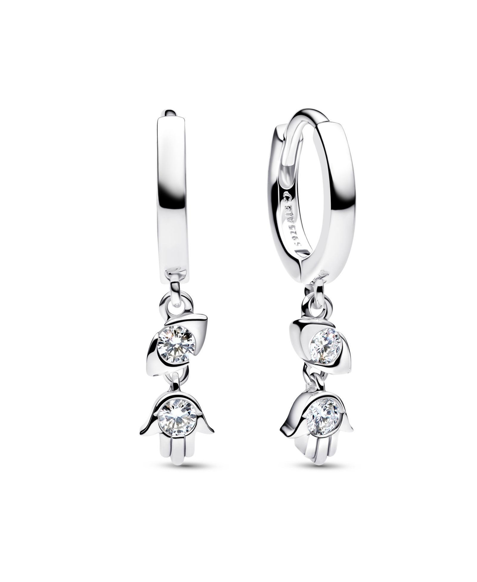Pandora серьги-подвески Talisman Sterling Silver Lab-Grown Diamond Evil Eye Hamsa Hand