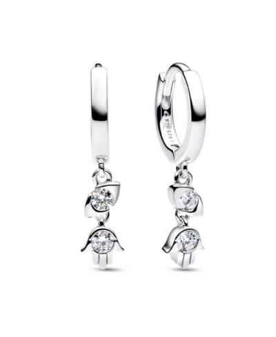 Pandora серьги-подвески Talisman Sterling Silver Lab-Grown Diamond Evil Eye Hamsa Hand