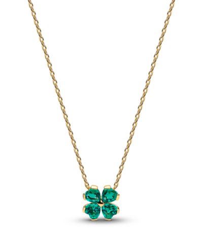 Pandora Green Lucky Clover Pendant Necklace