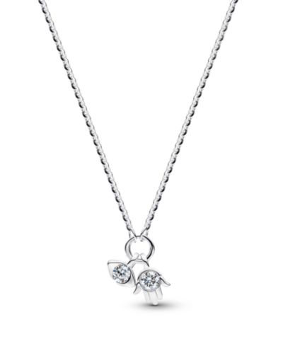 Pandora Talisman Sterling Silver Lab-Grown Diamond Evil Eye Hamsa Hand Dangle Pendant Necklace