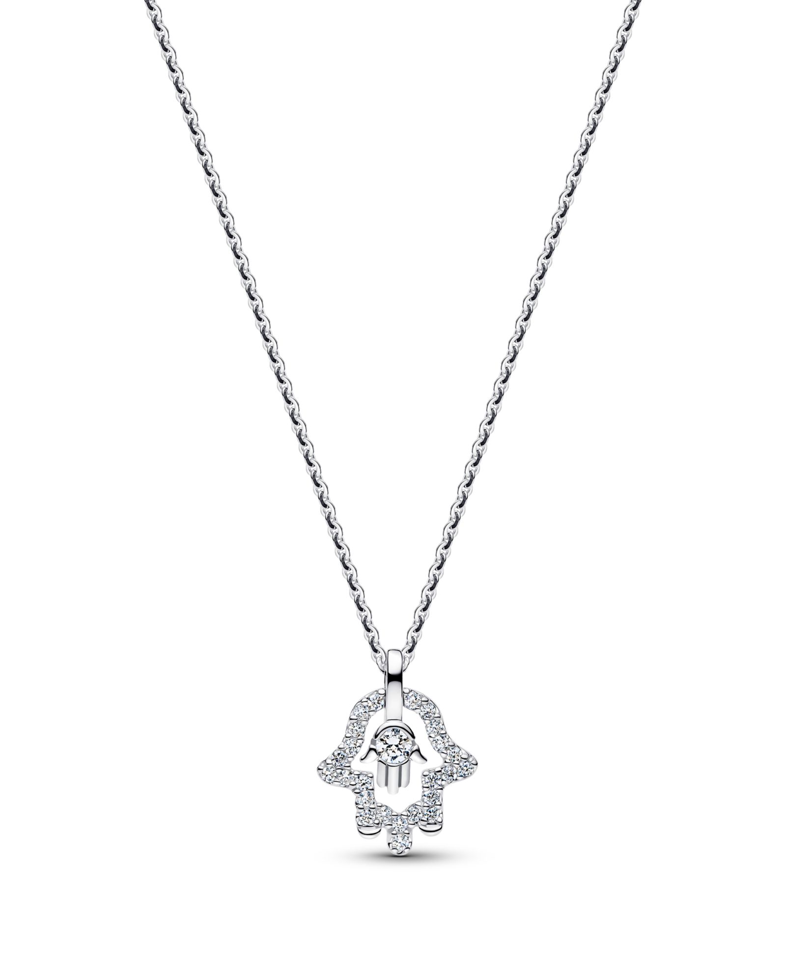 Pandora Talisman Sterling Silver Lab-Grown Diamond Hamsa Hand Pendant Necklace