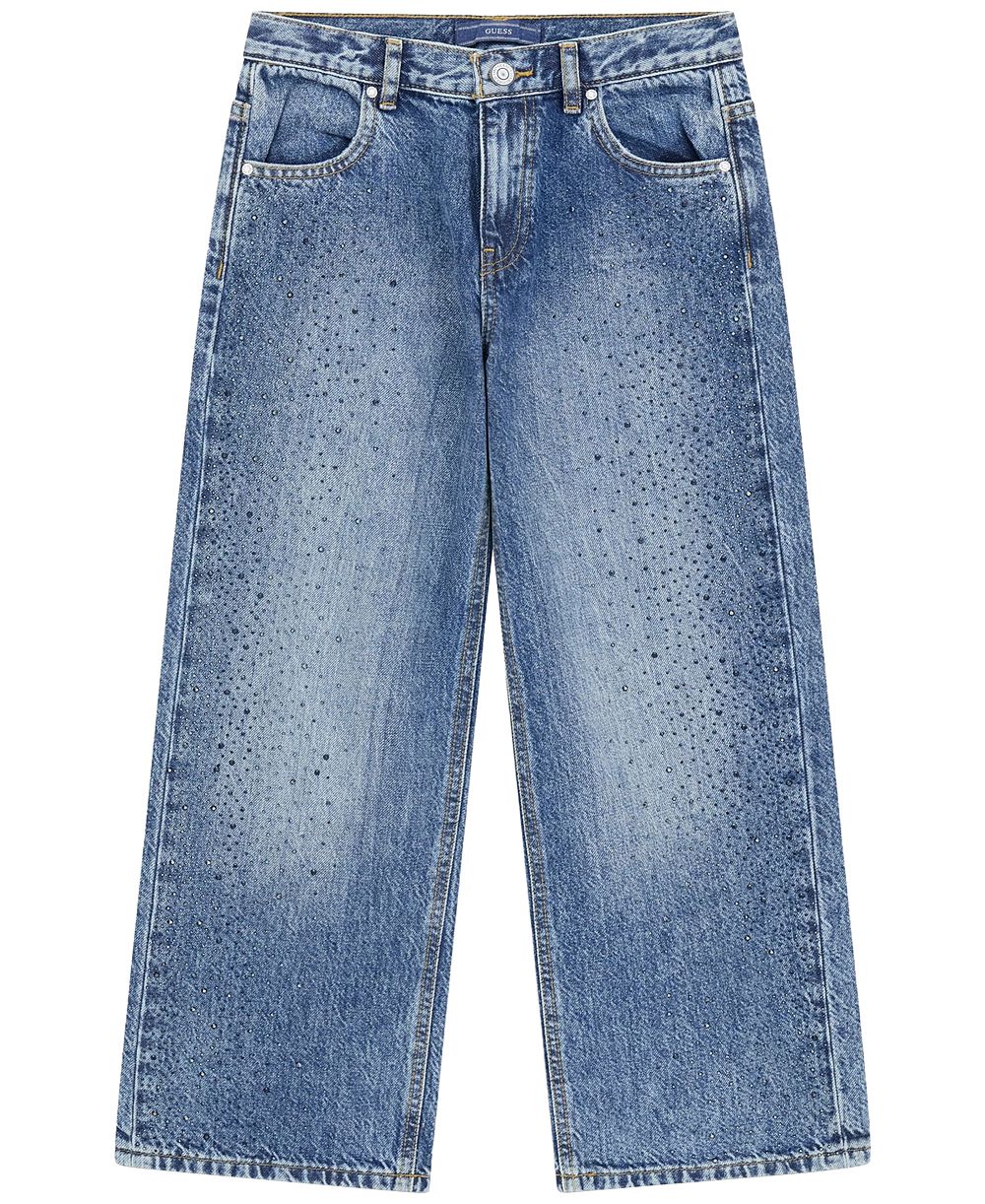 GUESS Girls' 7-16 Oversize Rhinestone Denim Jeans