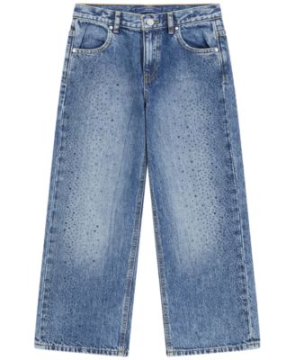 GUESS Girls' 7-16 Oversize Rhinestone Denim Jeans