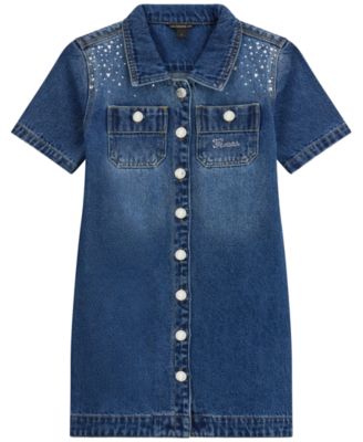GUESS Girls' 7-16 Denim Short-Sleeve Dress
