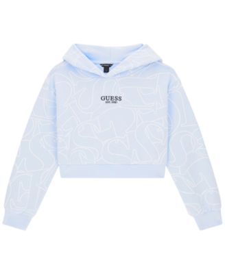 GUESS Girls' 7-16 Embroidered Logo Print Hoodie