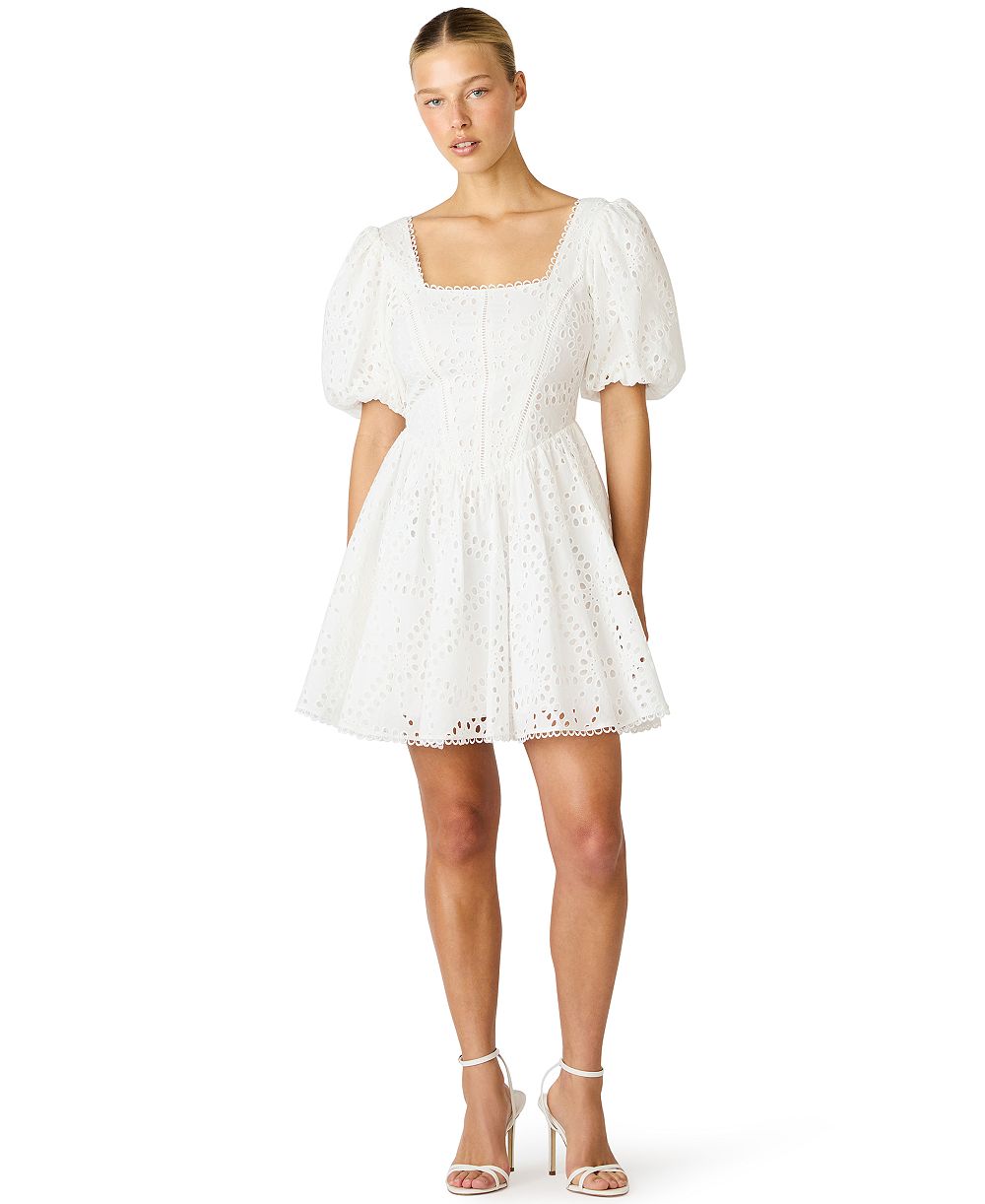 Платье Steve Madden Women's Eyelet Puff-Sleeve Square-Neck
