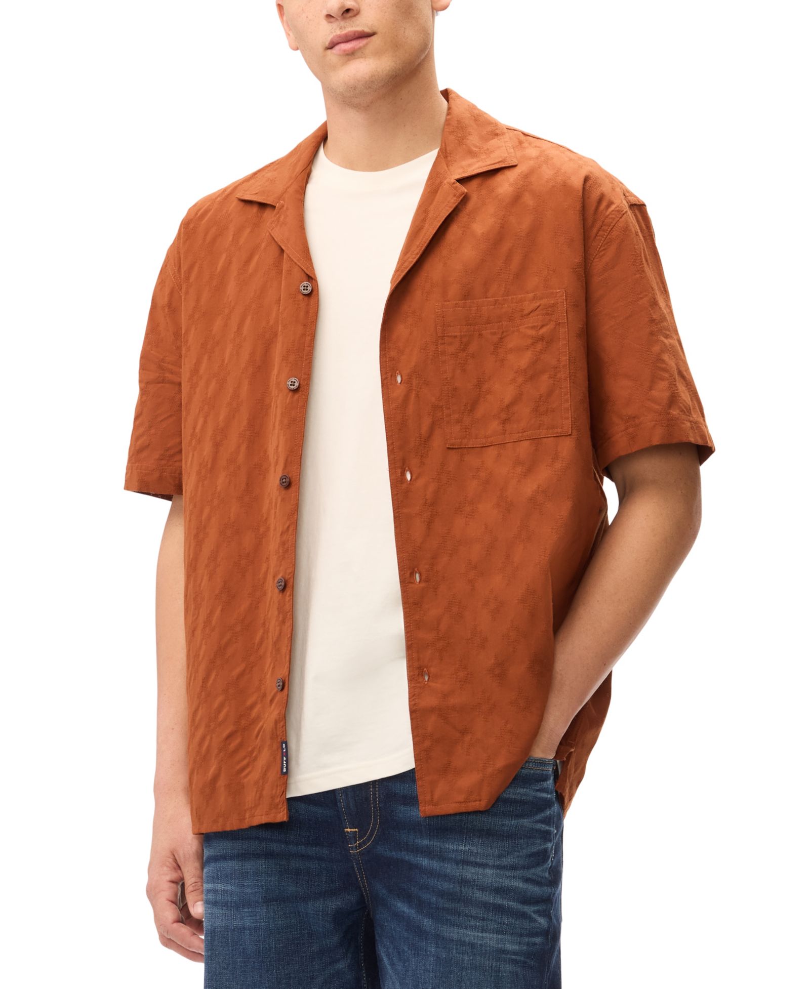 Buffalo David Bitton Men's Textured Pattern Short-Sleeves Shirt