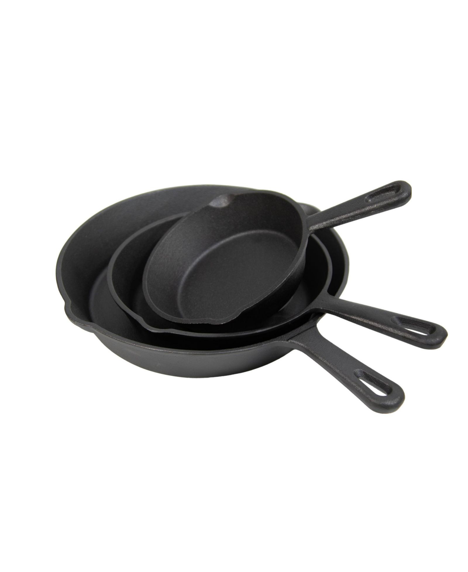 Stansport Pre-Seasoned Cast Iron Skillets - 3 Piece Set