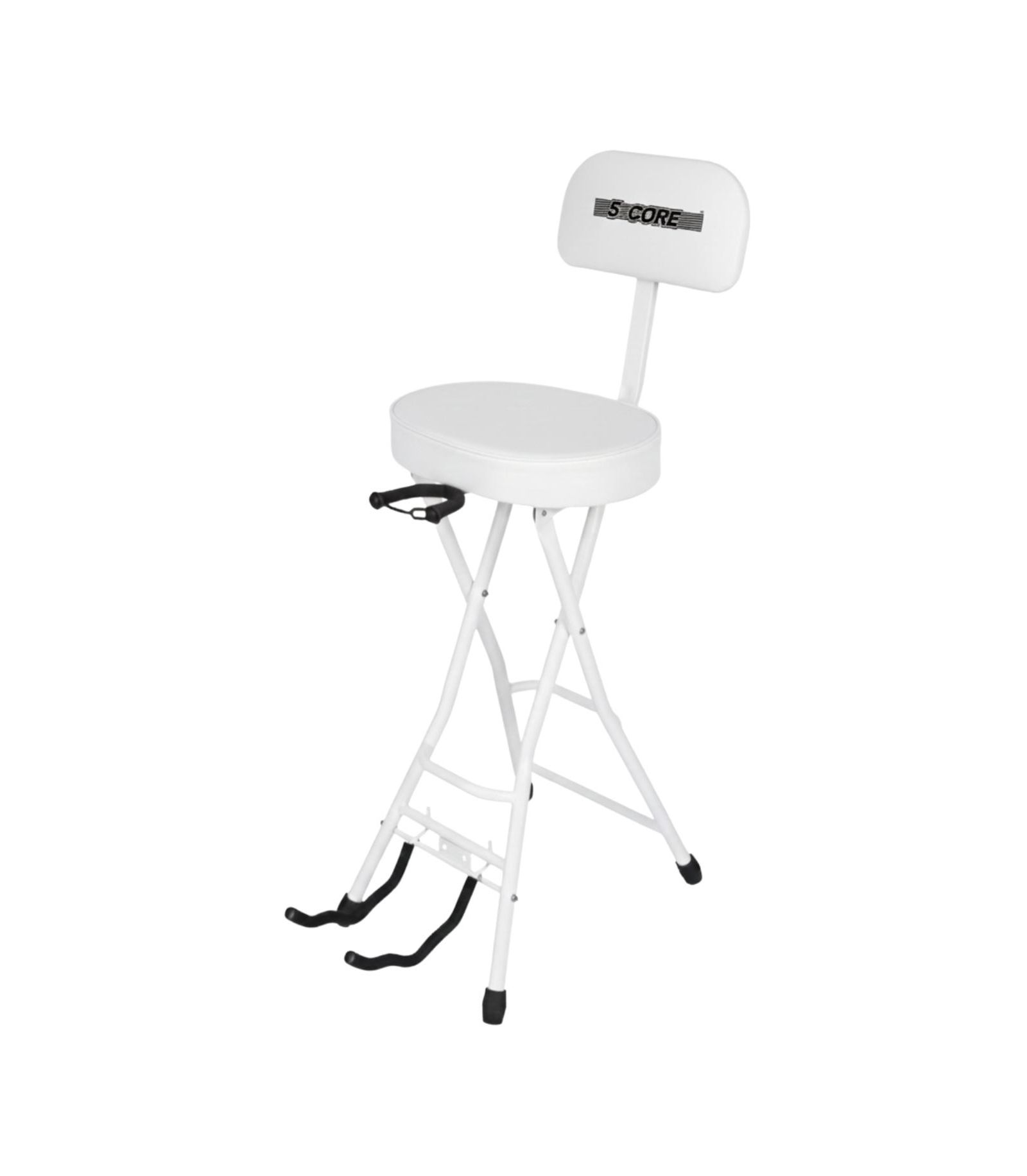5 Core Guitar Stool 3.15" Padded Chair w Backrest Foldable Music Seat Built in Foot Rest Guitar Stand