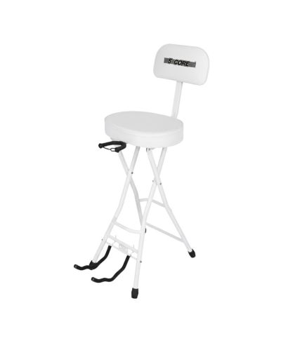 5 Core Guitar Stool 3.15" Padded Chair w Backrest Foldable Music Seat Built in Foot Rest Guitar Stand