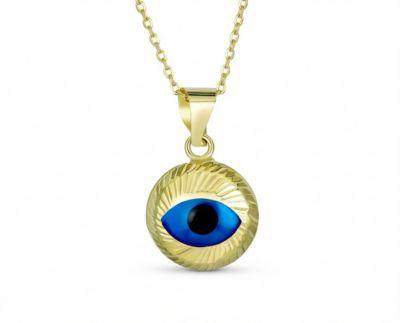 Подвеска Bling Jewelry Turkish Spiritual Round 3D 14K Gold Evil Eye (цепочка не входит)
