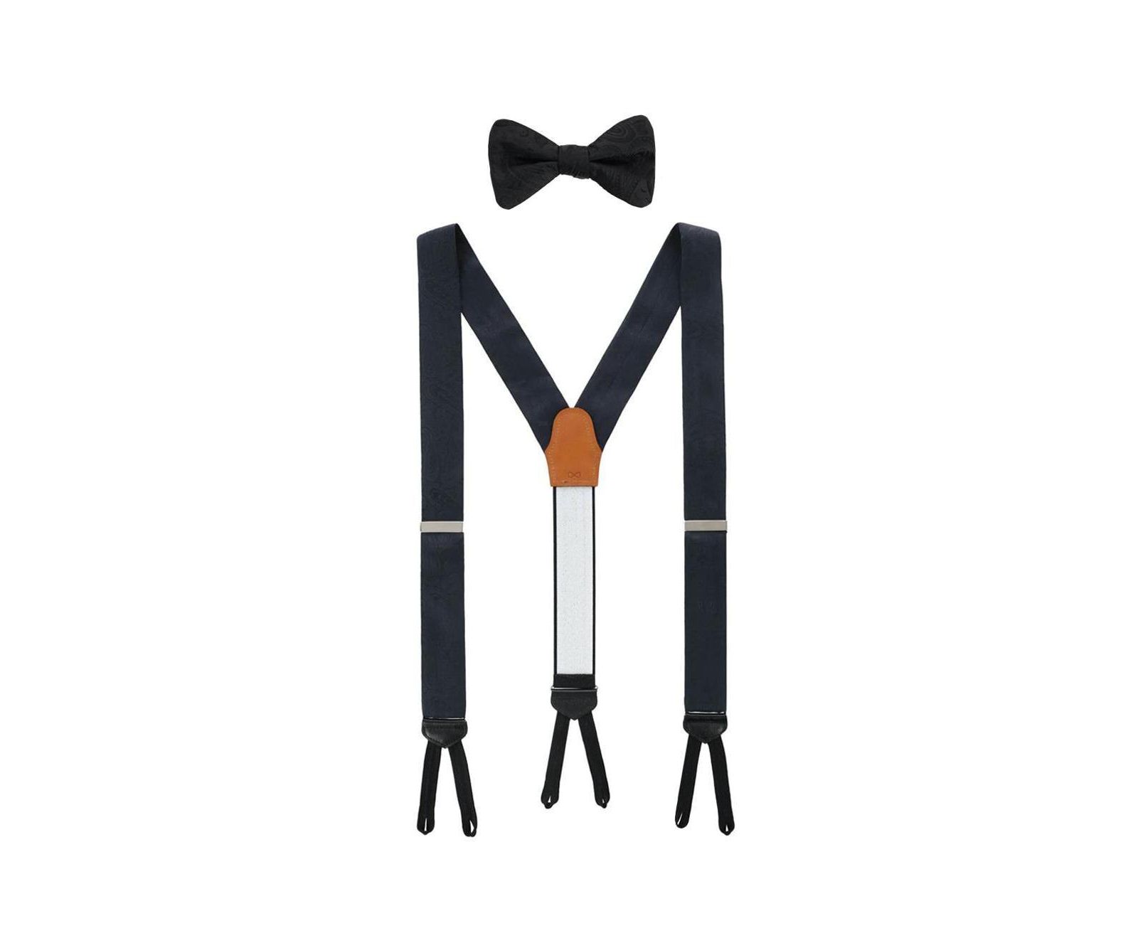 Trafalgar Men's Banbury Tone on Tone Paisley Silk Suspenders and Bow Tie Set