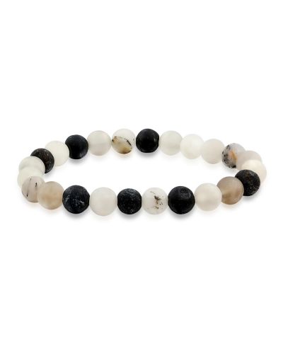 Bling Jewelry Natural Grey Quartz Gemstone 8MM Round Bead Stackable Stretch Bracelet