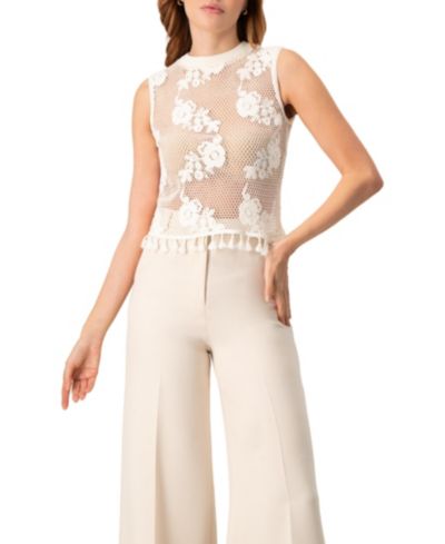 Ivonne Женский Sleeveless Knitted Fringe Top