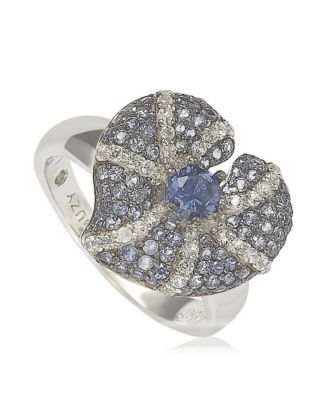 Кольцо Suzy Levian New York Sterling Silver Sapphire Pave Whimsical Heart Leaf