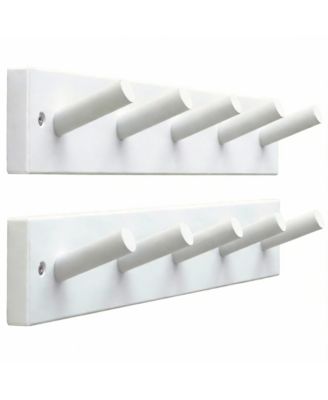 YIGII Bamboo 5-Peg Wall Rack for Coats, Hats, Towels - Finish 2 Pack