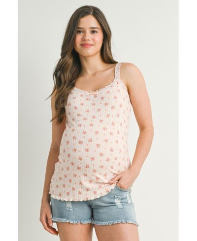 Женский майка-топ Hello Miz Maternity Ribbed Floral Lace Trim Cami