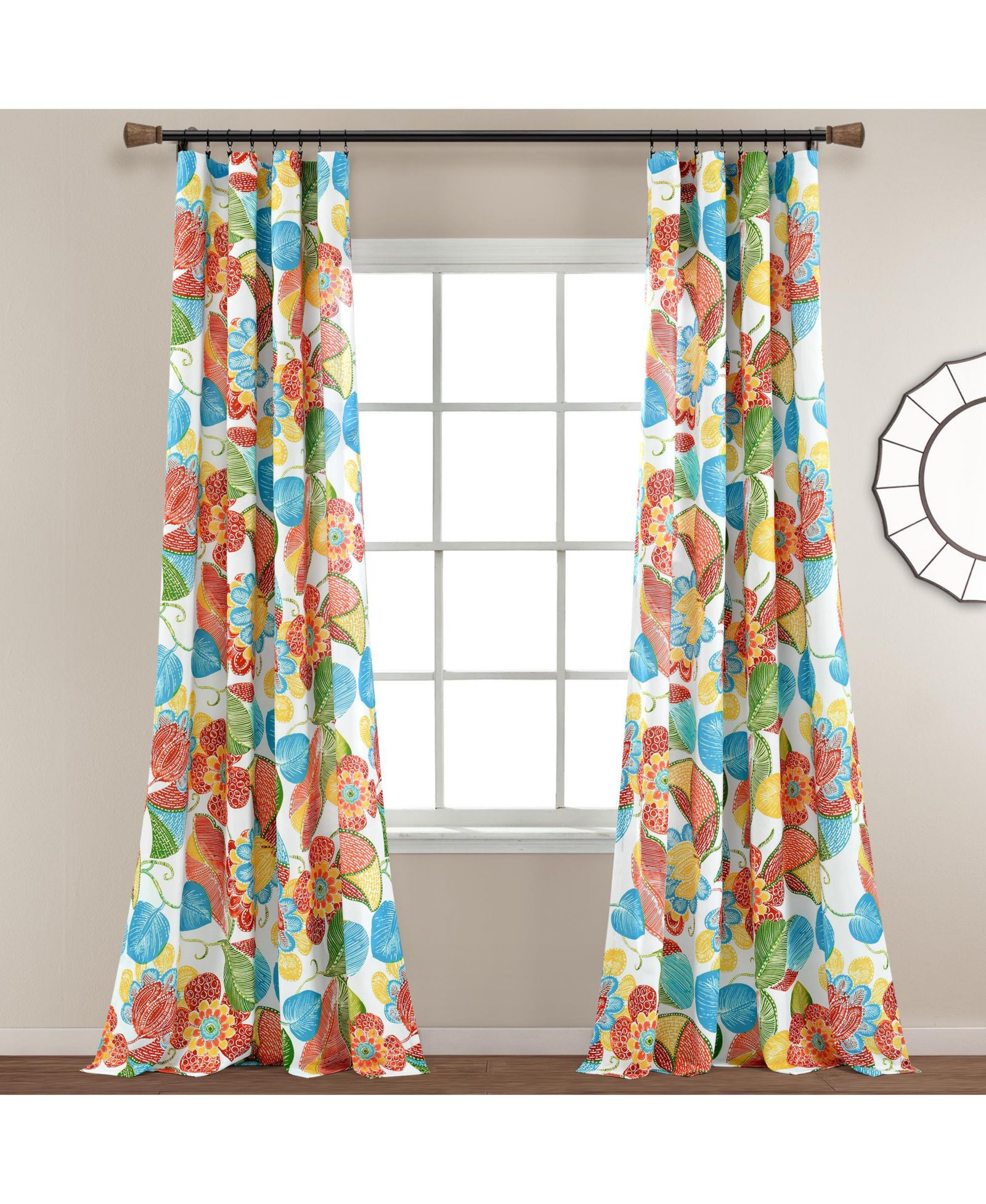 Lush Decor Layla Light Filtering Window Curtain Panels Pair 52"W x 84"L  - Floral Curtains for Living Room - Cottage Core Bedroom Curtains