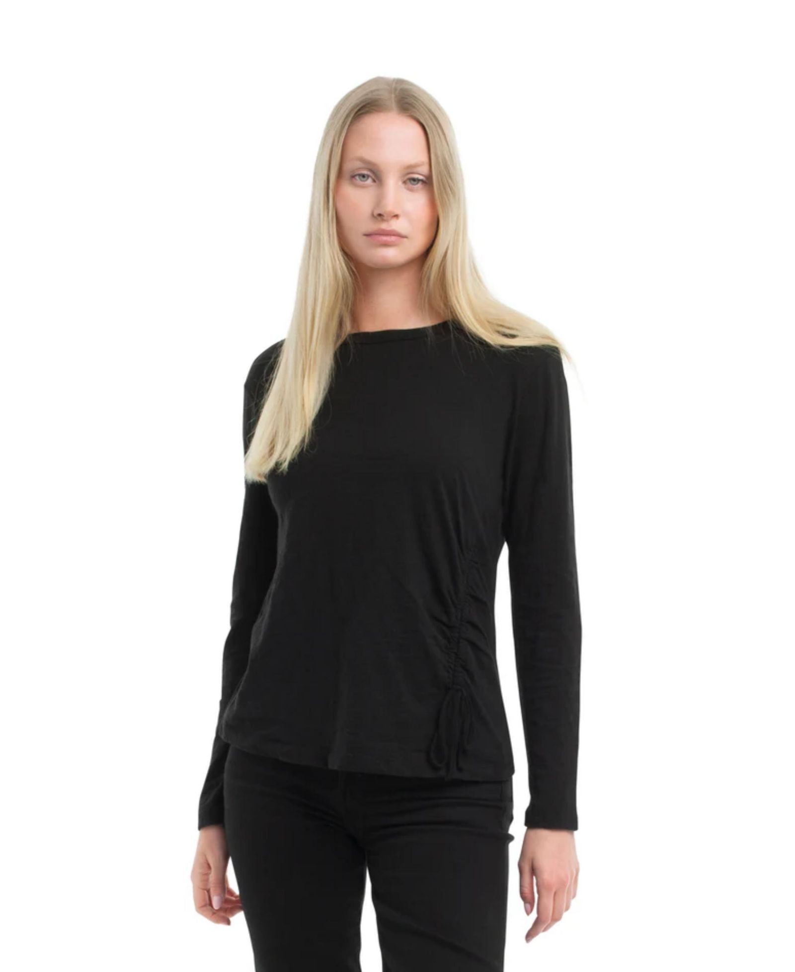WILT Women's Clothing Long Sleeve Ruched Side Tee