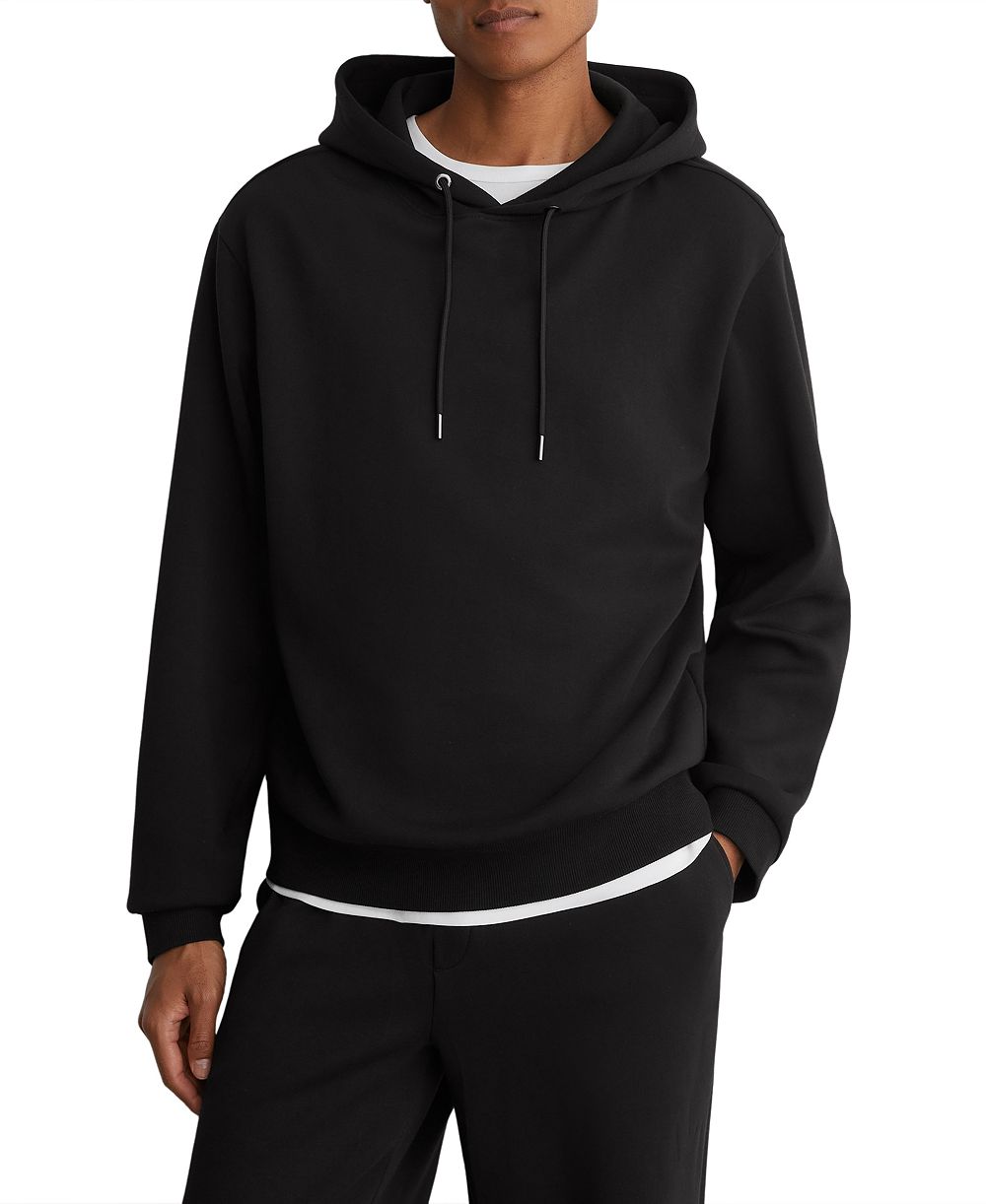 REISS Men's Falco Sueded Cotton-Modal Blend Relaxed-Fit Hoodie
