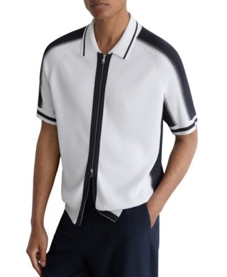 Мужская трикотажная рубашка REISS Kenley Zip Through Color Block