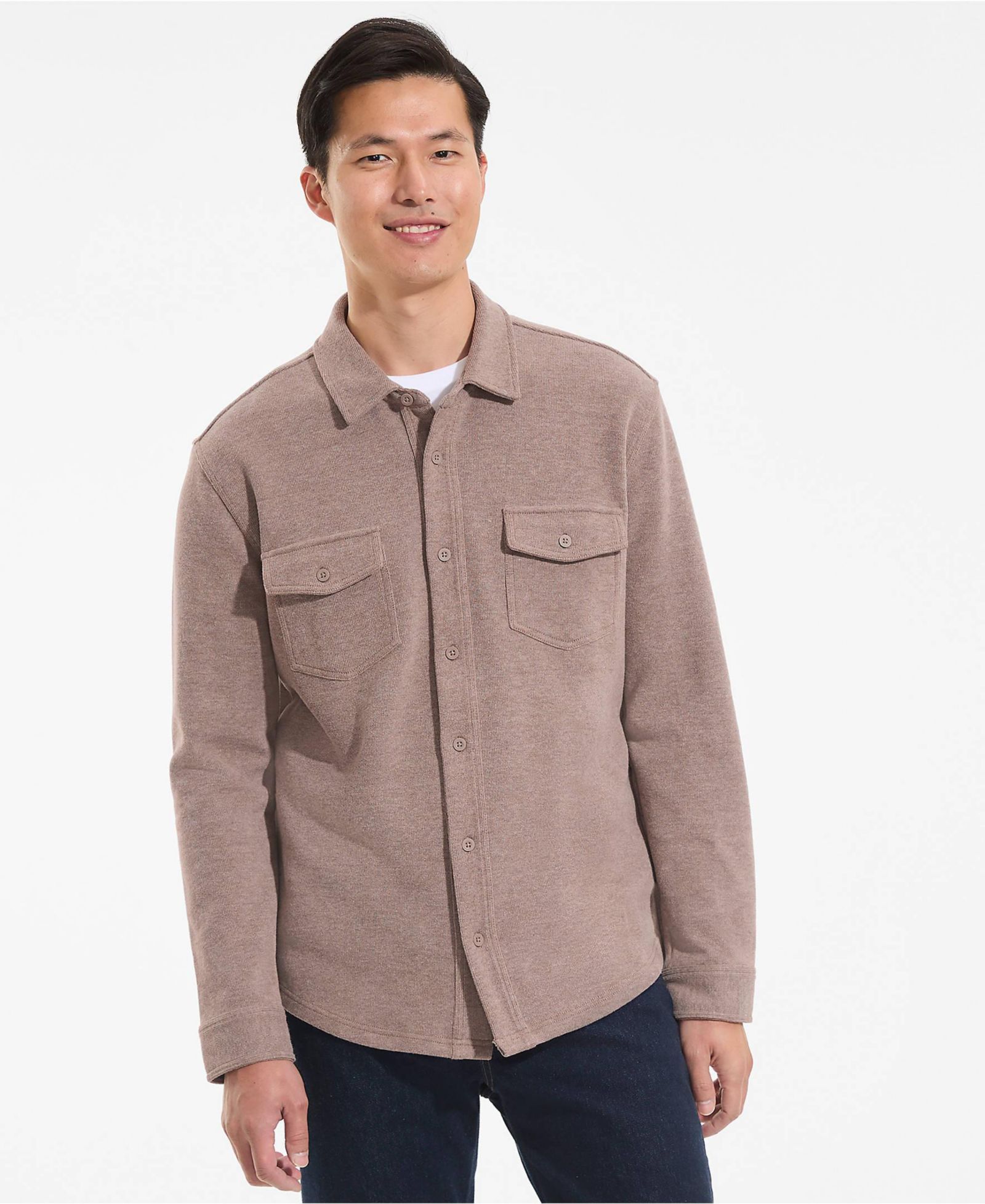 Мужская рубашка Lands' End Long Sleeve Bedford Button Through Utility Overshirt