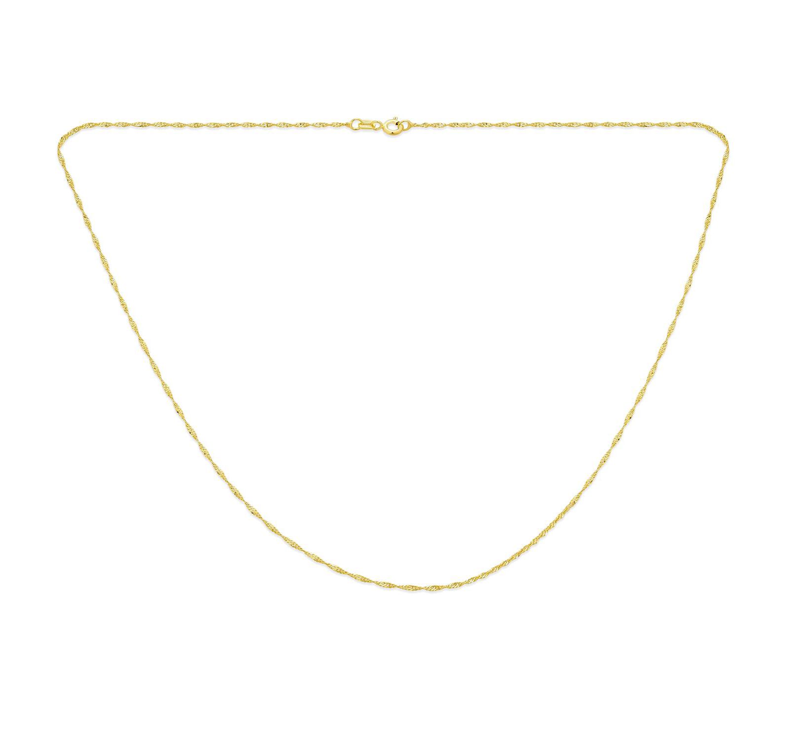 Bling Jewelry Singapore Link Chain Ultra Thin 1 MM Necklace 14K Gold Plated .925 Sterling Silver 24"