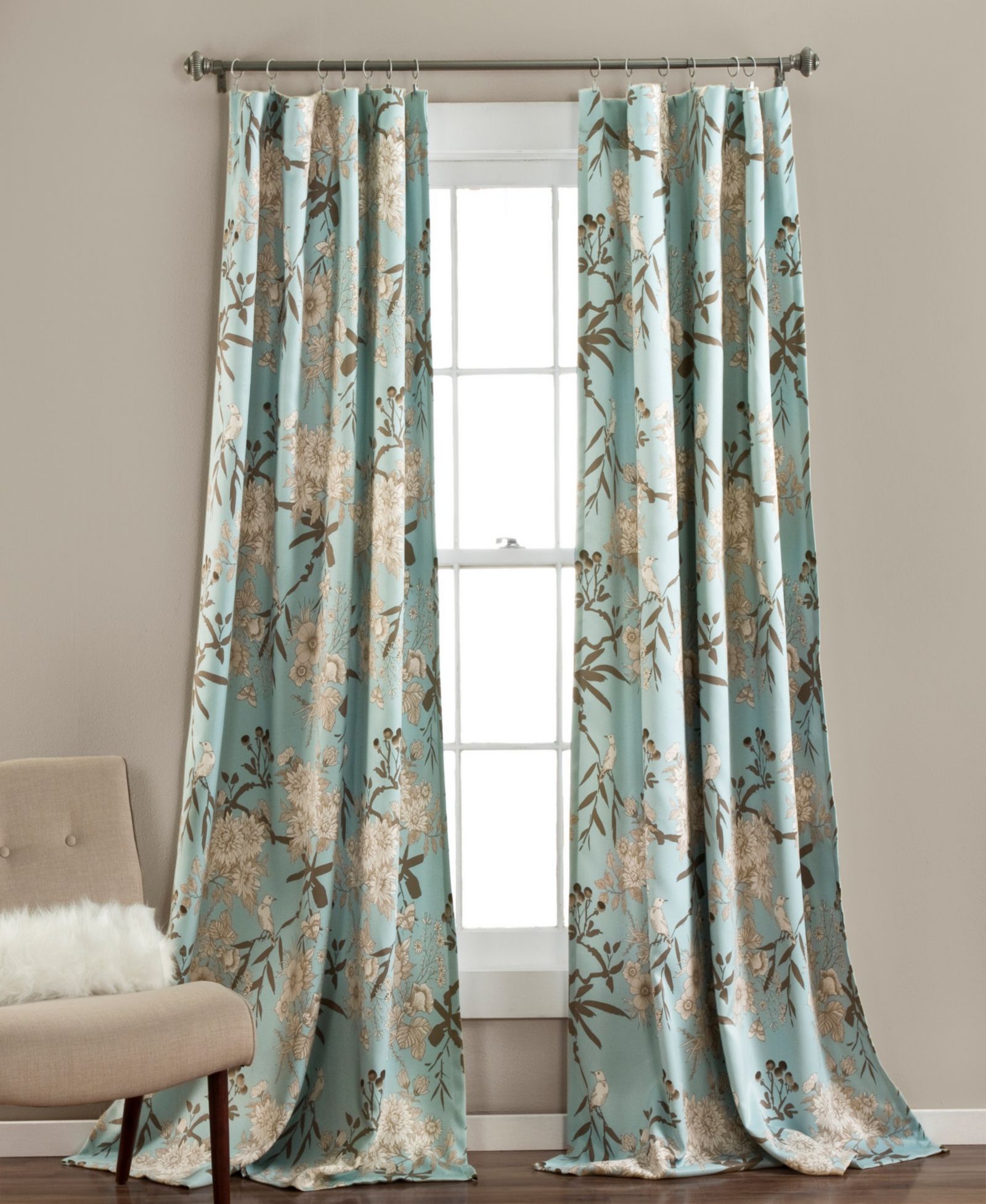 Lush Decor Botanical Garden Light Filtering Window Curtain Panels, Pair 52"W x 95"L