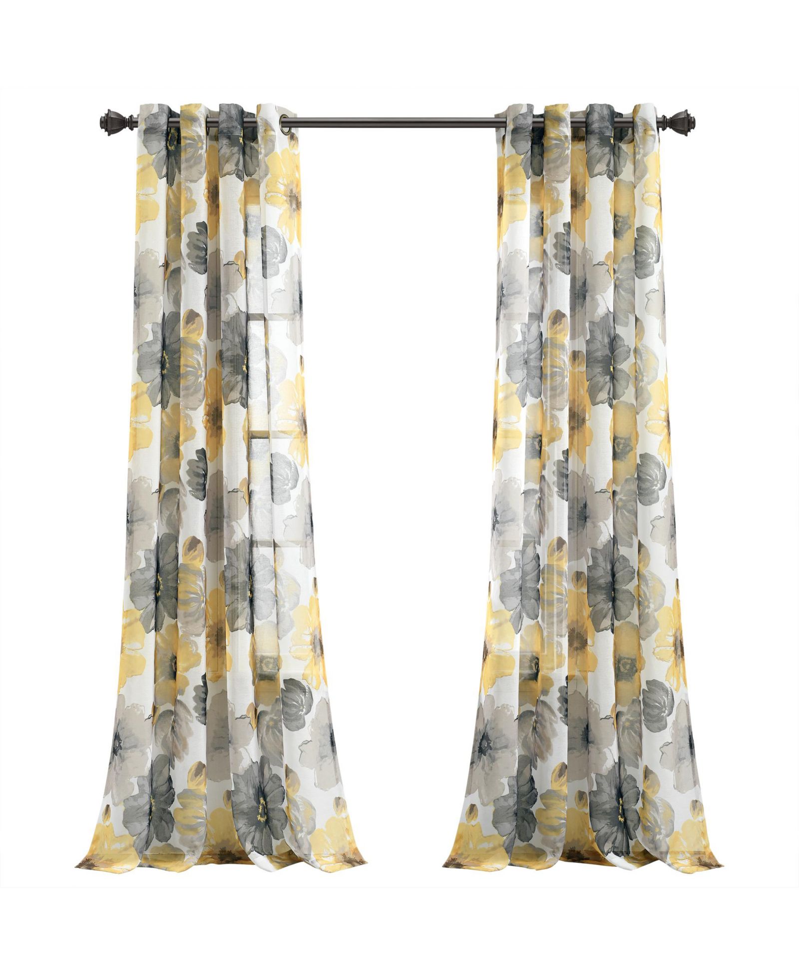 Lush Decor Leah цветочные прозрачные шторы для окна, пара, 52"W x 84"L, красно-оранжевые