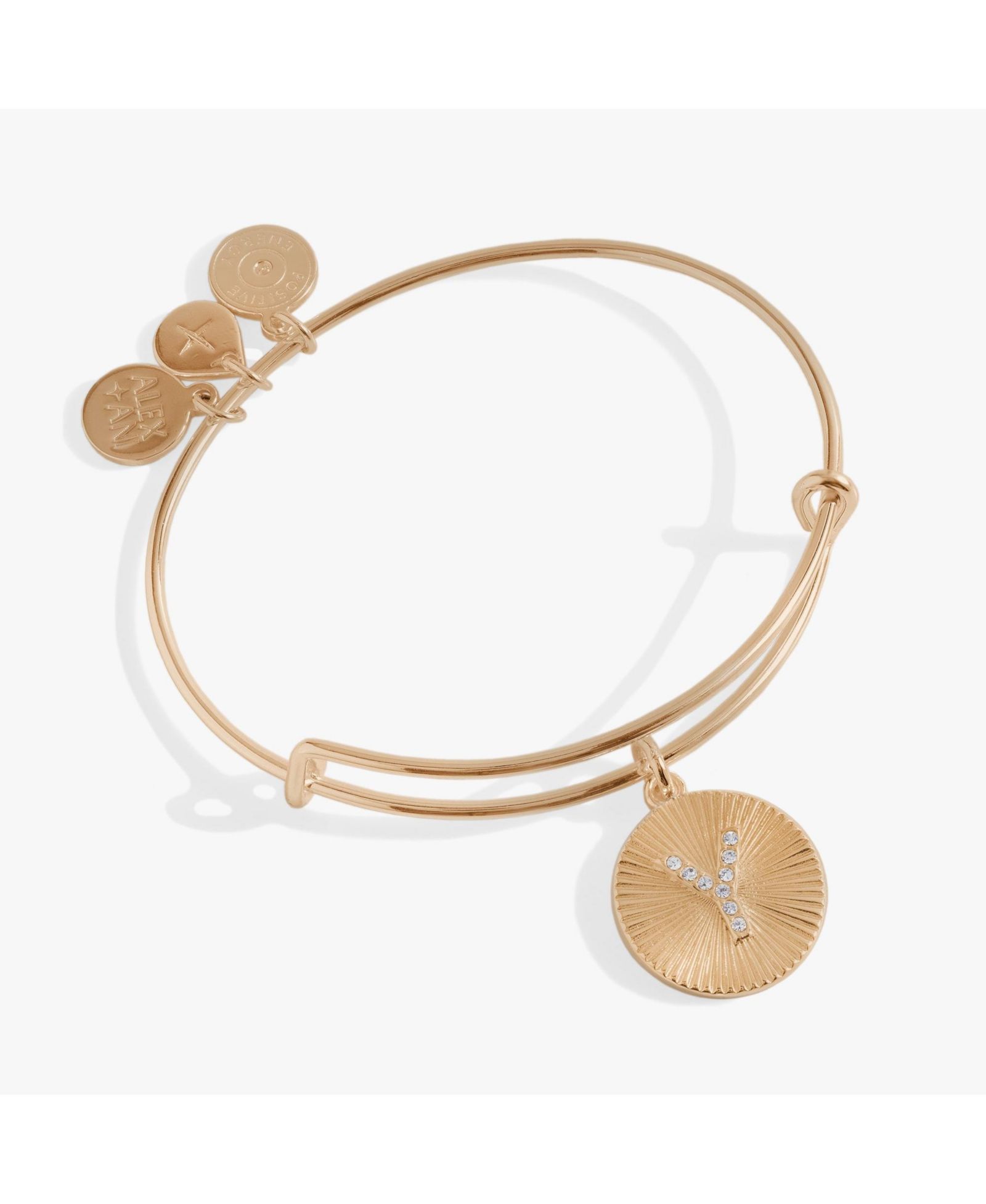 Pave Starburst Texture Initial Bangle Bracelet Y