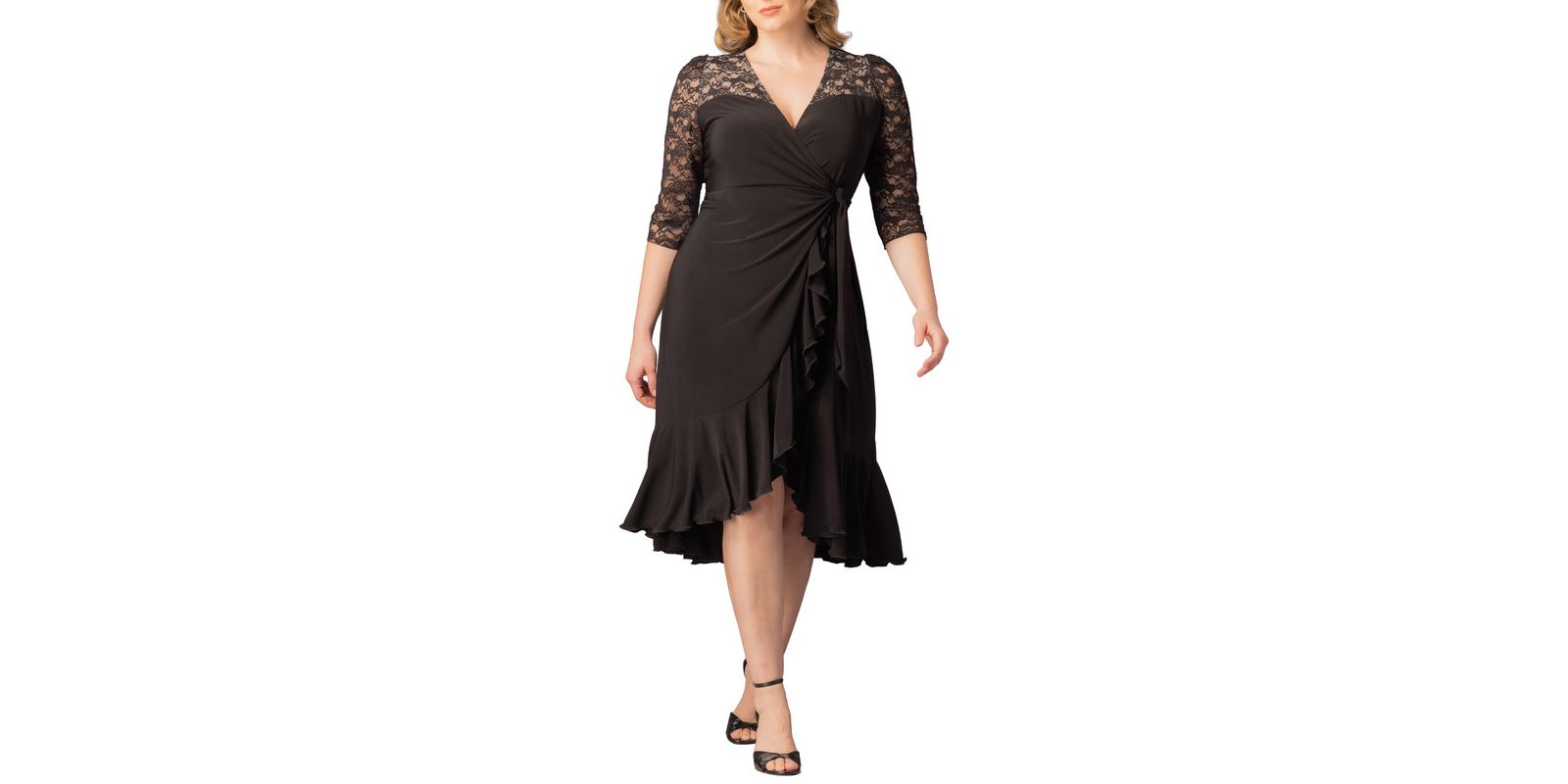 Kiyonna Plus Size Lavish Lace Wrap Dress