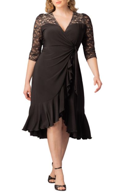 Kiyonna Plus Size Lavish Lace Wrap Dress