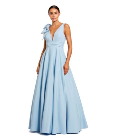 Женское бальное платье Mac Duggal Women's Crepe Sleeveless Plunge Neck With Bow