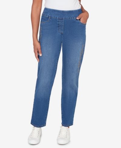 Женские джинсы Alfred Dunner Women's Austin Geometric Heat Set Super Stretch Denim Short Length