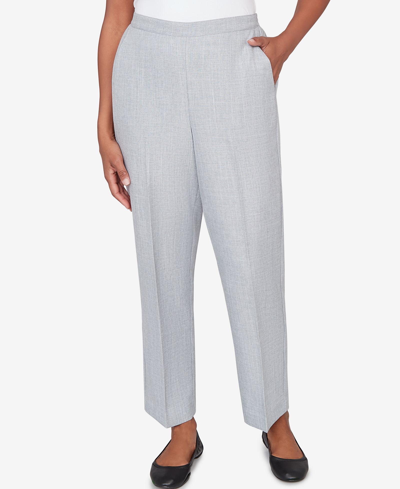 Alfred Dunner Women's  Al Fresco Tailored Flat Front Slant Pocket Short Length Pant