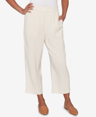 Alfred Dunner Women's  Natural Wonder Linen Elastic Waist Ankle Pant