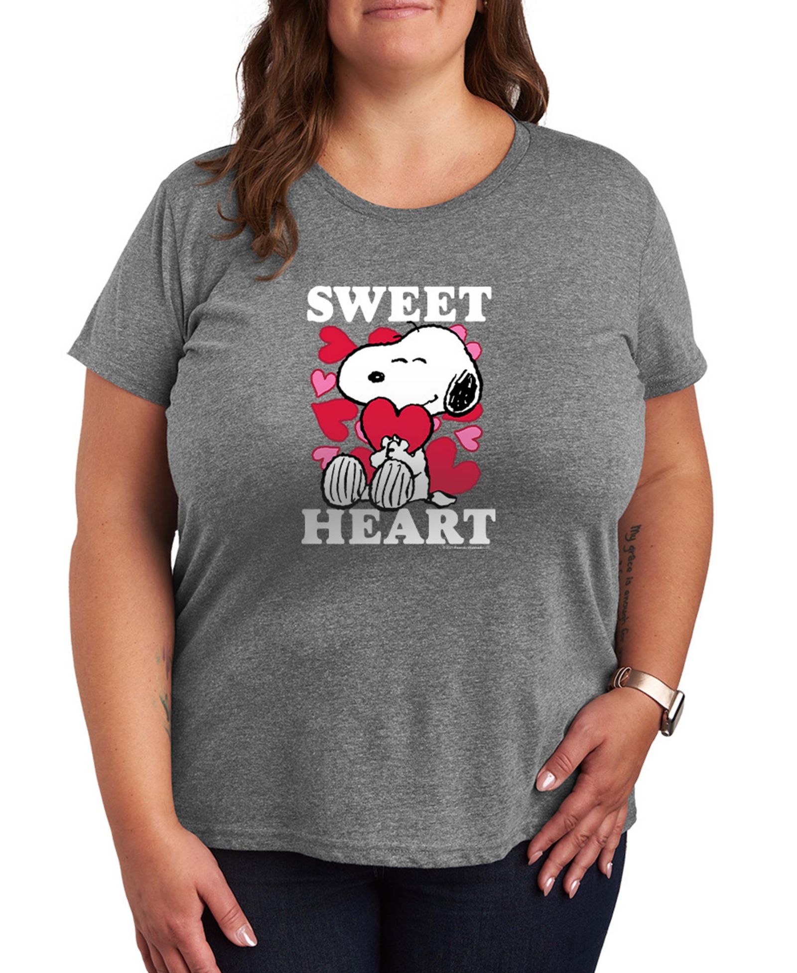 Hybrid Apparel Женская футболка с графическим принтом Peanuts Snoopy Sweet Heart Valentine