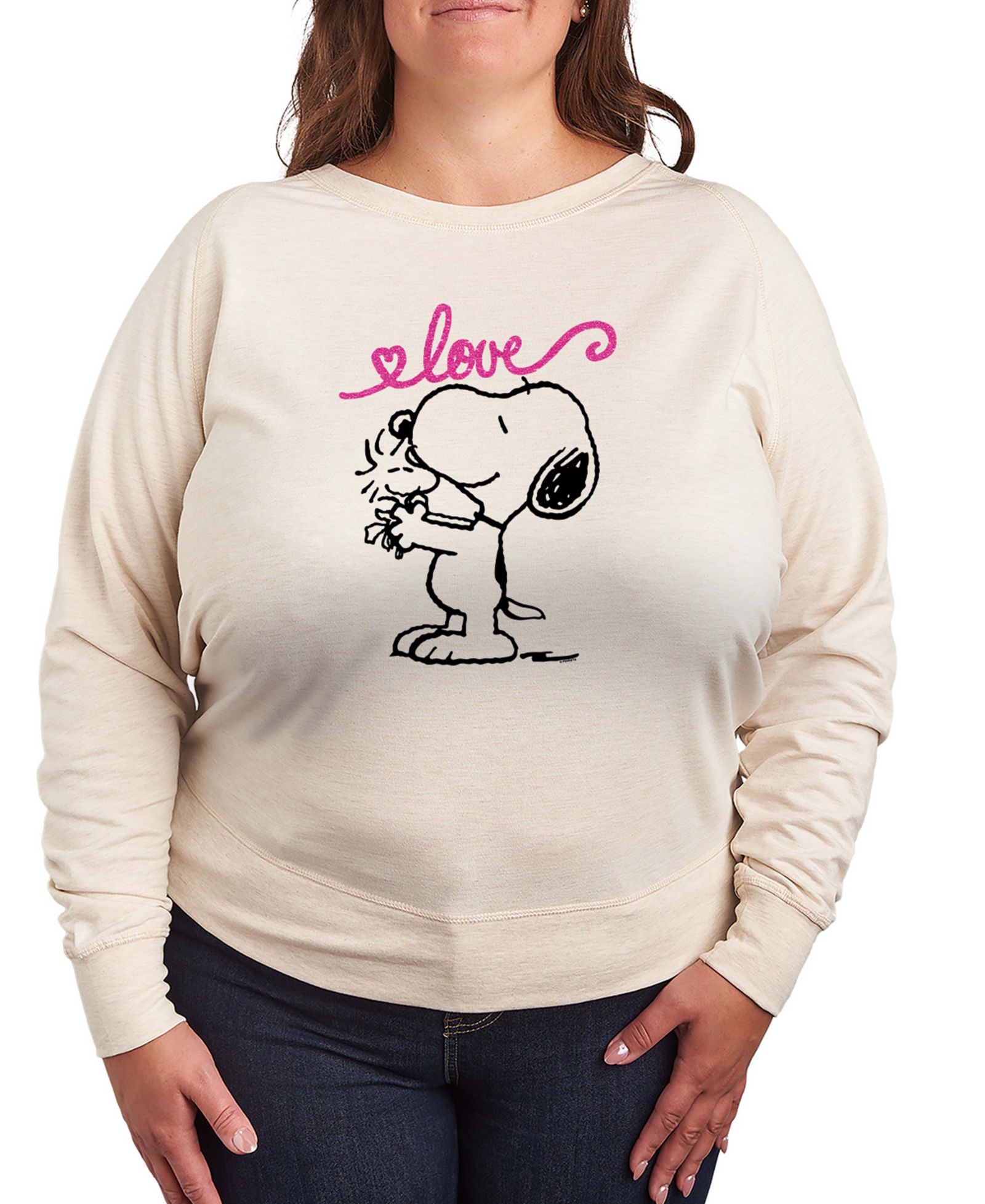 Hybrid Apparel Женская футболка с длинным рукавом Peanuts Snoopy And Woodstock Love из футера