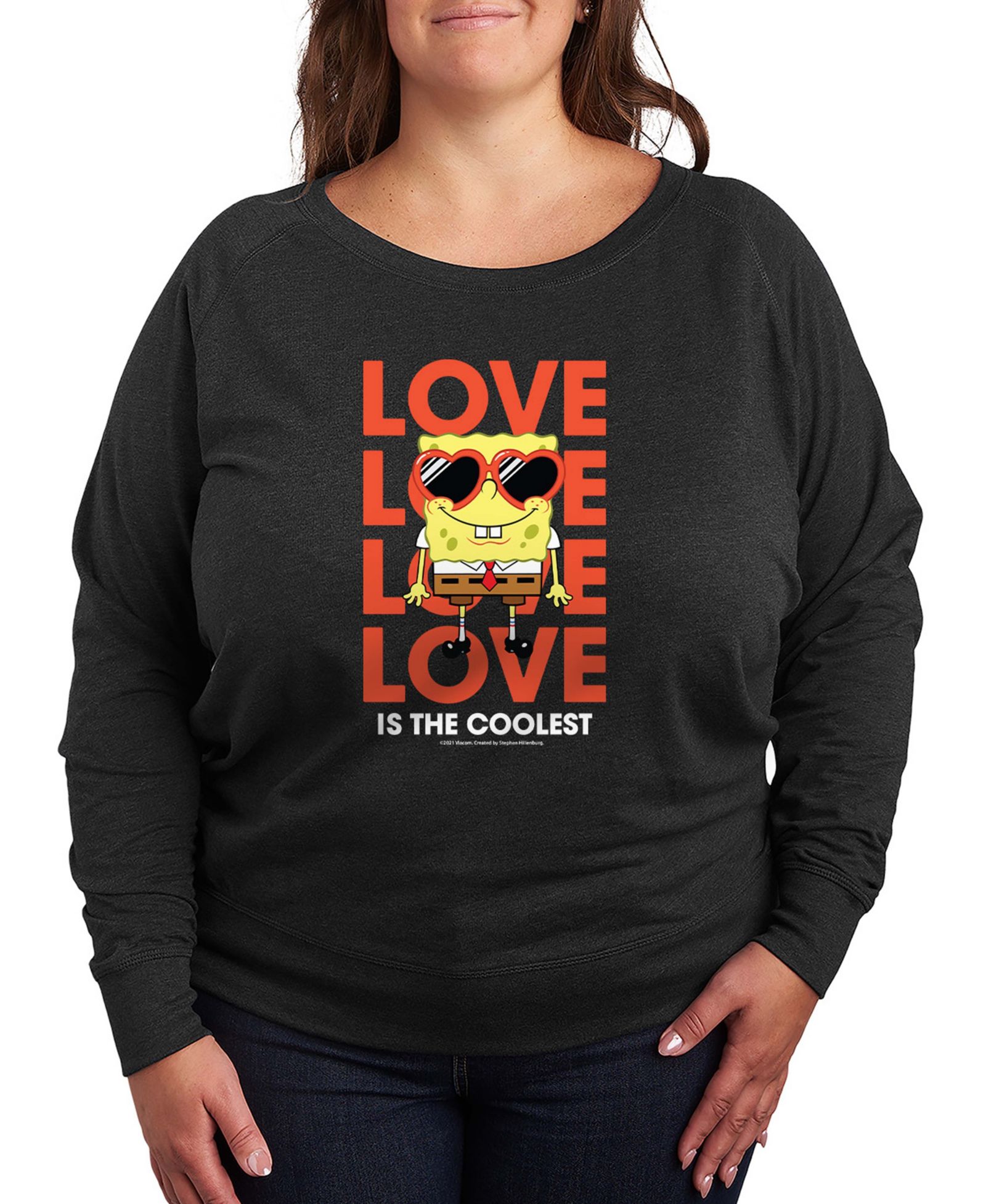 Женская футболка Hybrid Apparel Spongebob Squarepants Love Is The Coolest из футера с длинным рукавом