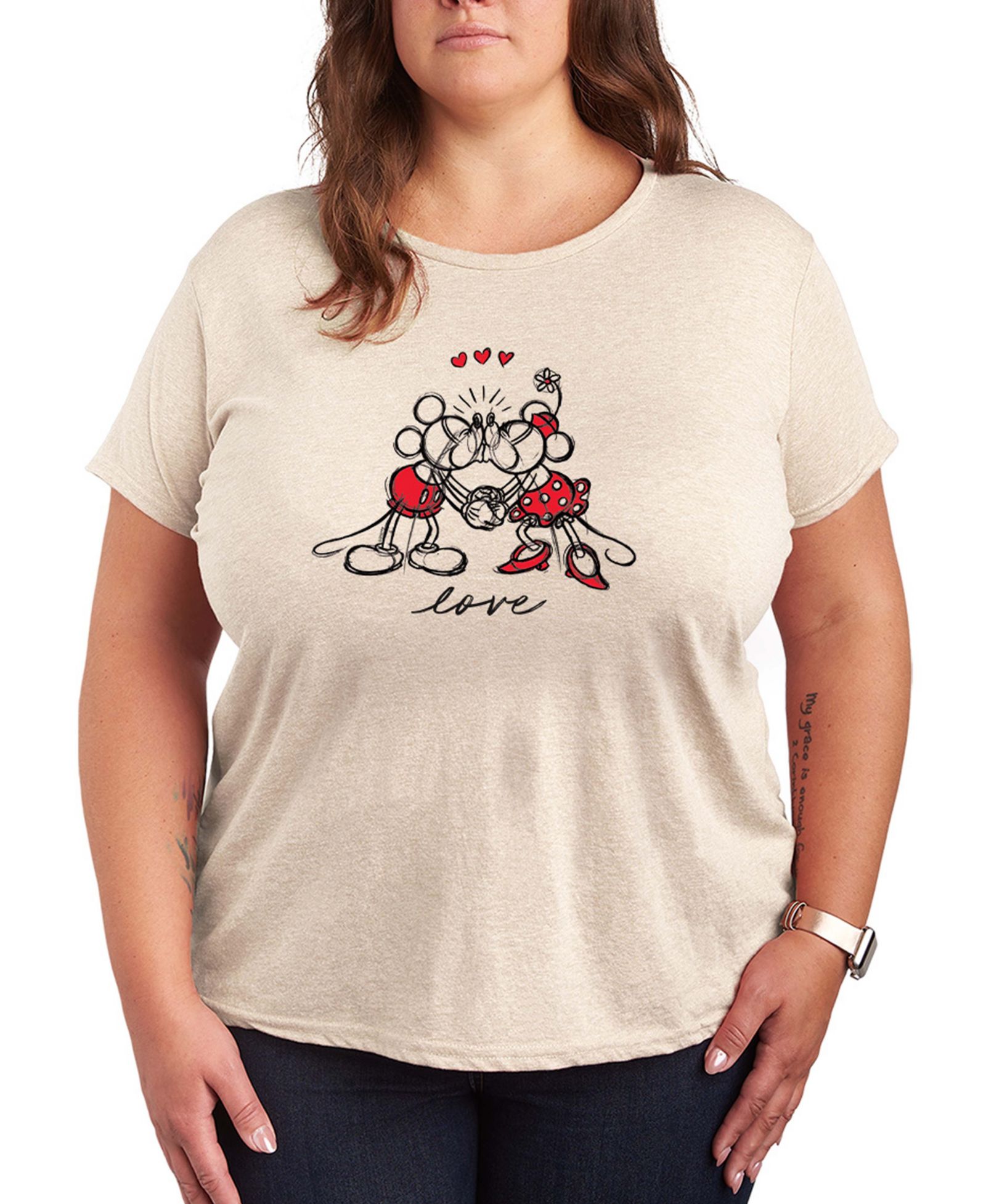 Женская футболка Hybrid Apparel Mickey Minnie Love Sketch Short-Sleeve Graphic