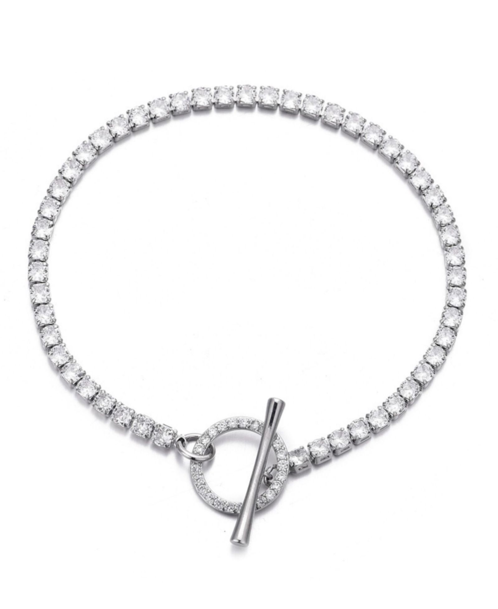 Серебряный браслет ADORNIA Silver Crystal Toggle Tennis