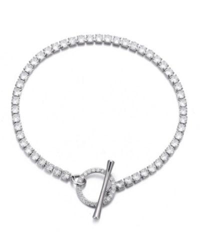 ADORNIA Silver Crystal Toggle Tennis Bracelet